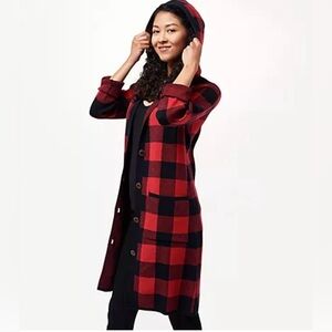 Denim & Co. Petite Hooded Jacquard Sweater Knit Cardigan